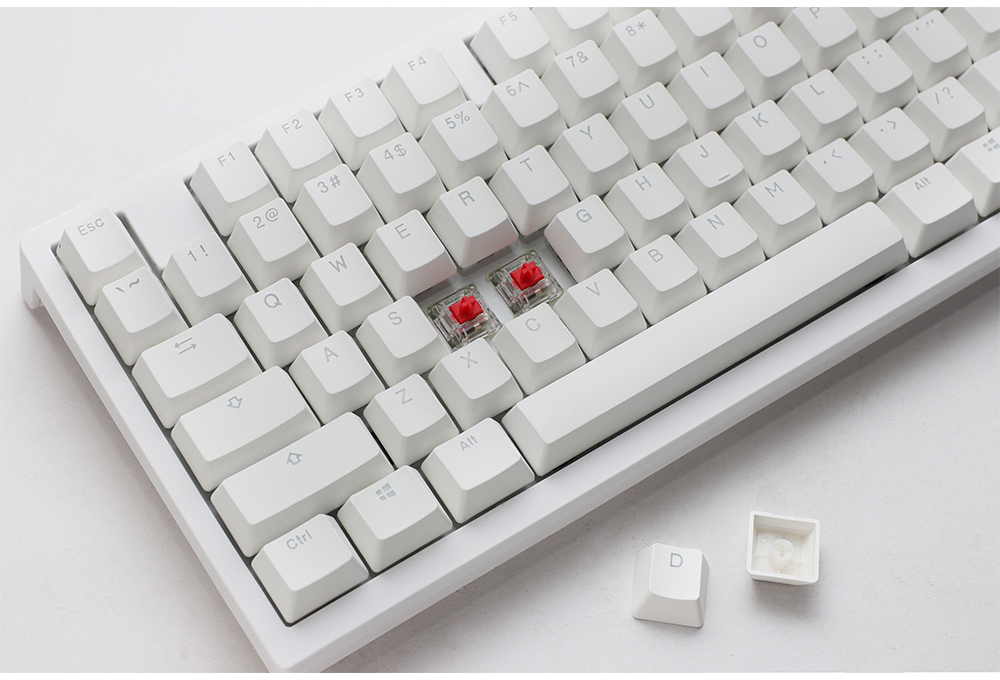 Ducky - Teclado Mecânico Ducky Zero 6108 100% Pure White RGB Wireless MX2A-Red (PT)