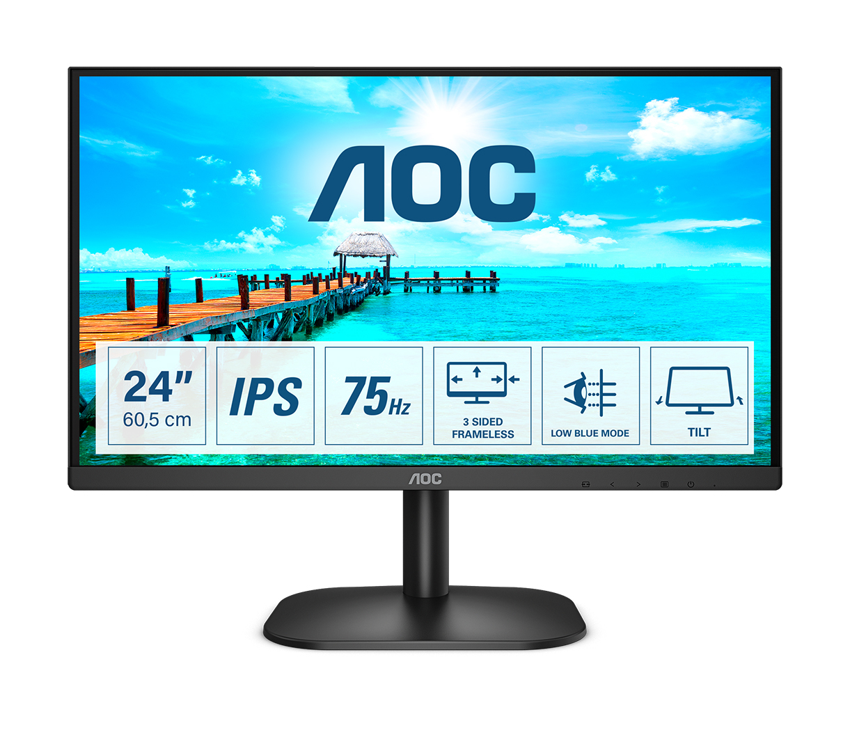 AOC - Monitor AOC 23.8" 24B2XDA IPS FHD 75Hz 4ms Low Blue Light
