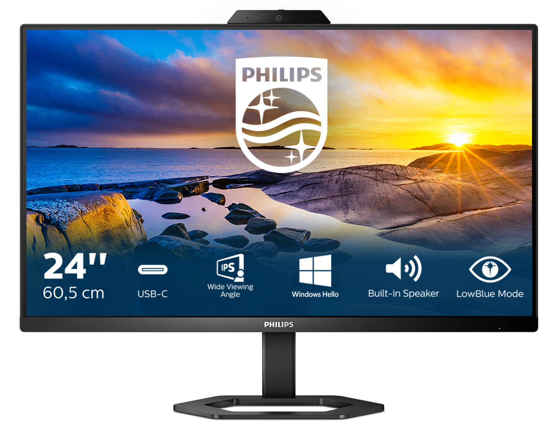 Monitor Philips 23.8" 24E1N5300HE IPS FHD 75Hz USB-C c/Webcam