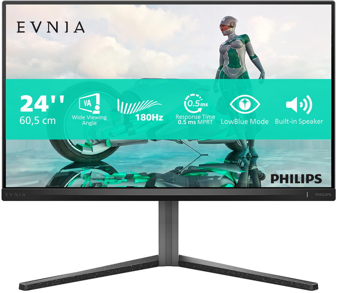 Philips - Monitor Gaming Philips EVNIA 23.8" 24M2N3200A IPS FHD 180Hz 0.5ms HDR10 c/Ajuste Alt.