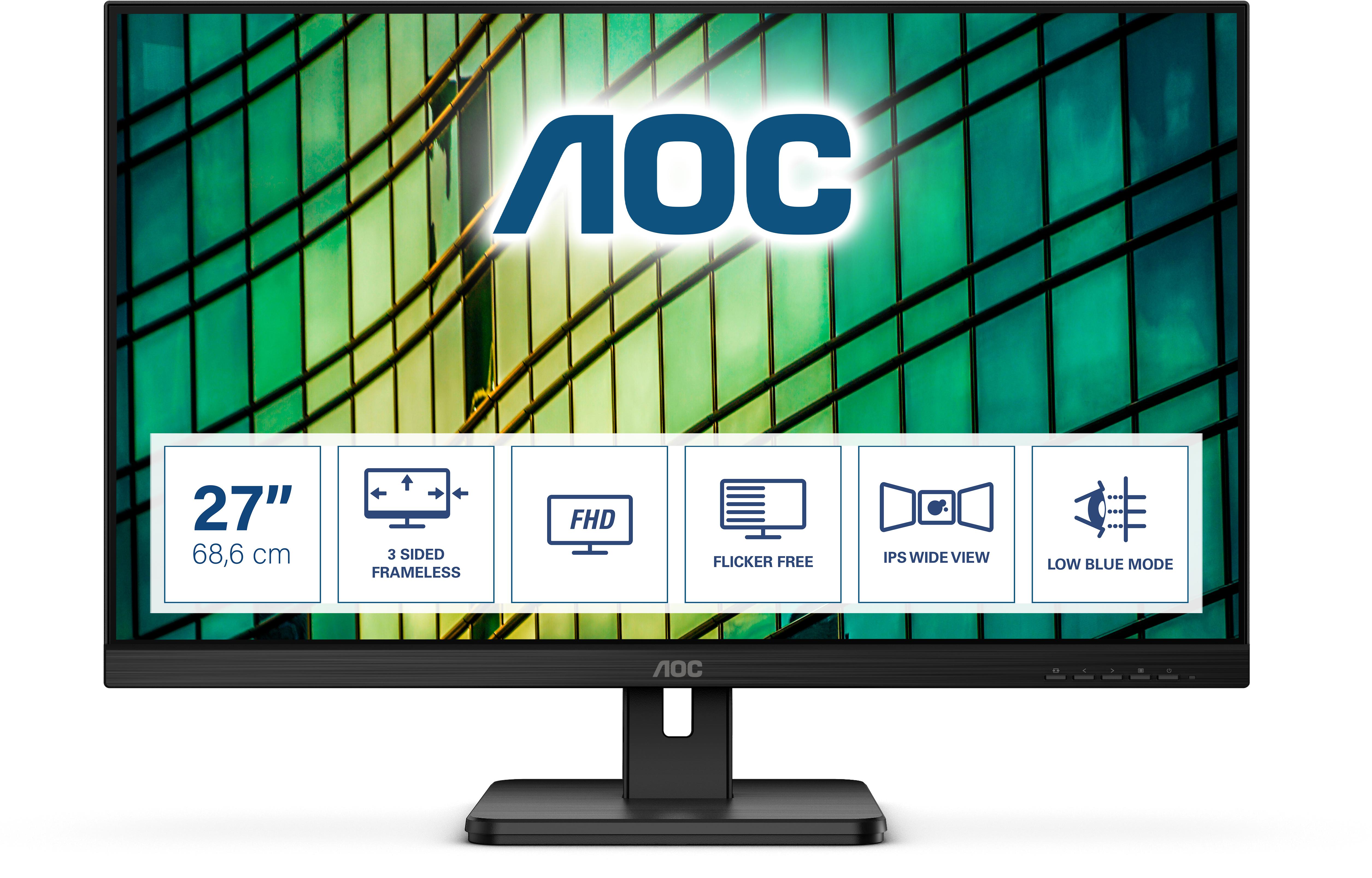 AOC - Monitor AOC 27" 27E2QAE IPS FHD 75Hz 4ms Adaptive Sync Low Blue Light