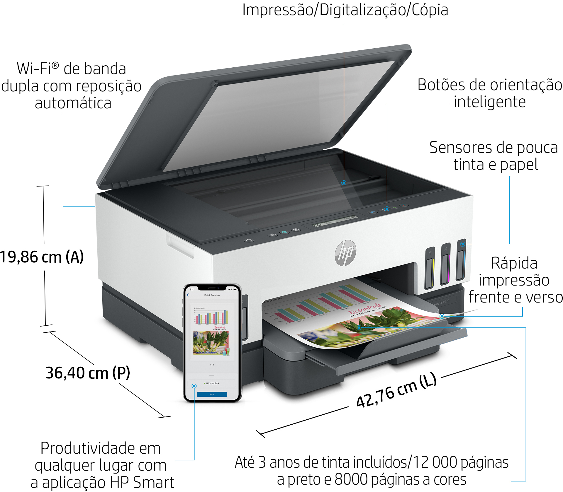 HP - Impressora Multifunções a Jato de Tinta HP Smart Tank 7005 All-in-One WiFi