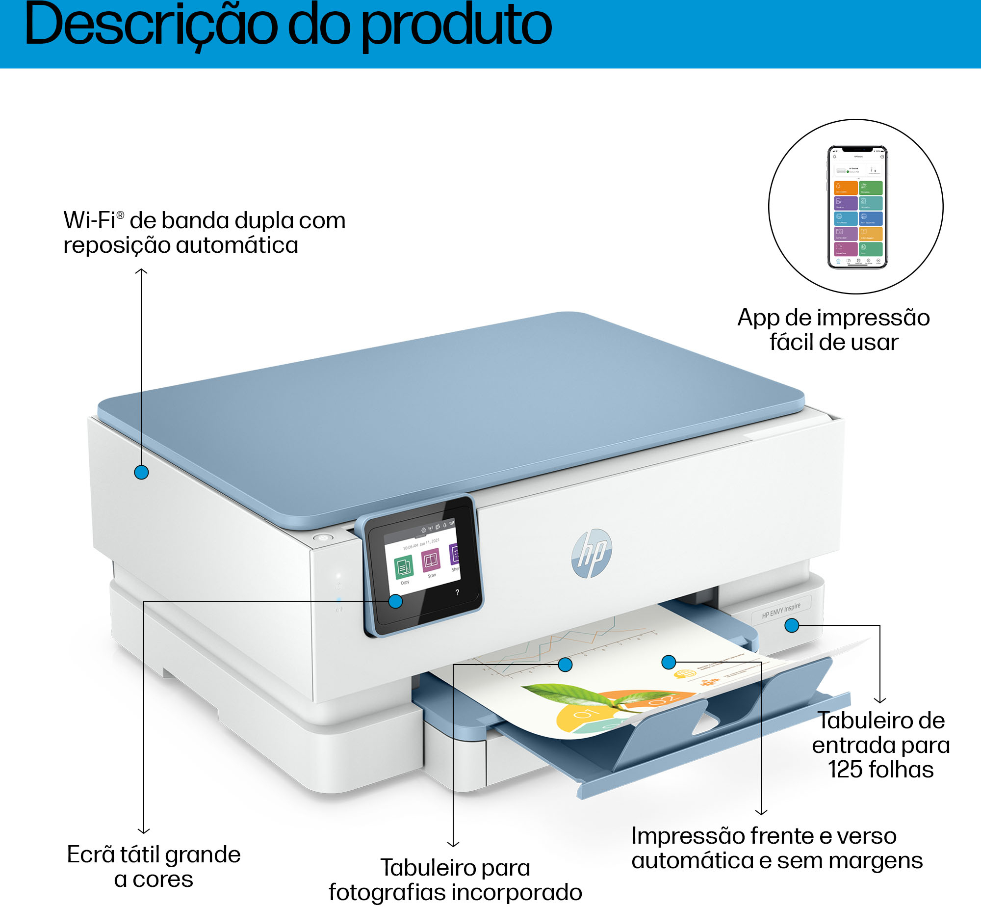 HP - Impressora Multifunções a Jato de Tinta HP Envy Inspire 7221e All-in-One WiFi