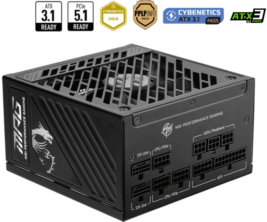 MSI - Fonte Modular MSI MPG A1250GS 1250W 80+ Gold PCIE 5.1
