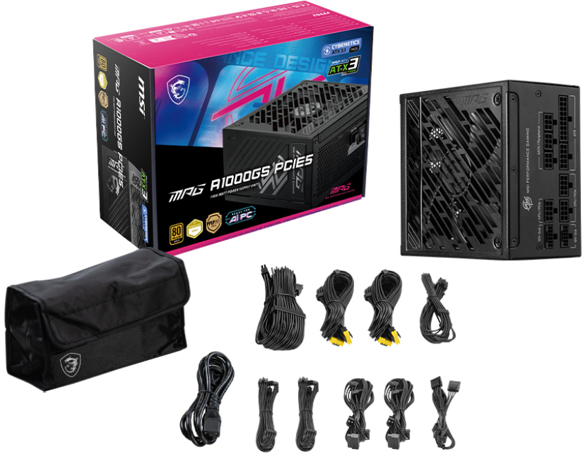 MSI - Fonte Modular MSI MPG A1000GS 1000W 80+ Gold PCIE 5.1
