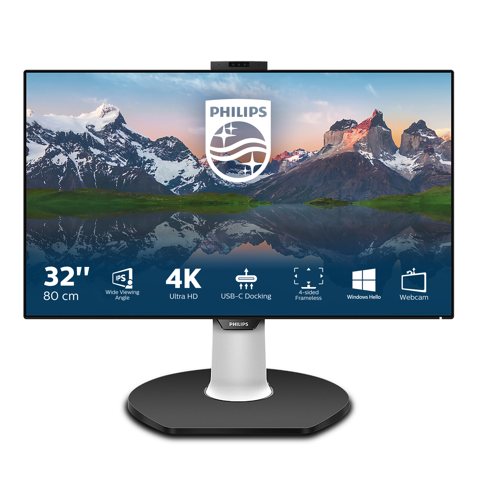 Philips - Monitor Philips P-Line 32" 329P9H IPS 4K 60Hz 5ms c/colunas + Aj.Altura + Webcam + USB-C ( PD65W )