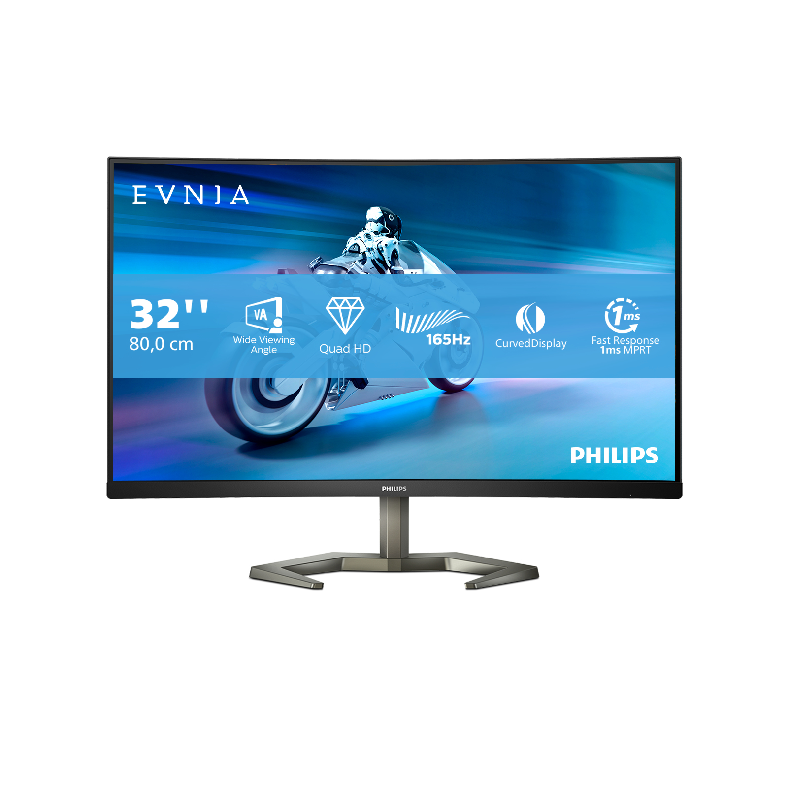 Philips - Monitor Curvo Gaming Philips EVNIA 32" 32M1C5500VL VA QHD 165Hz 1ms FreeSync Premium