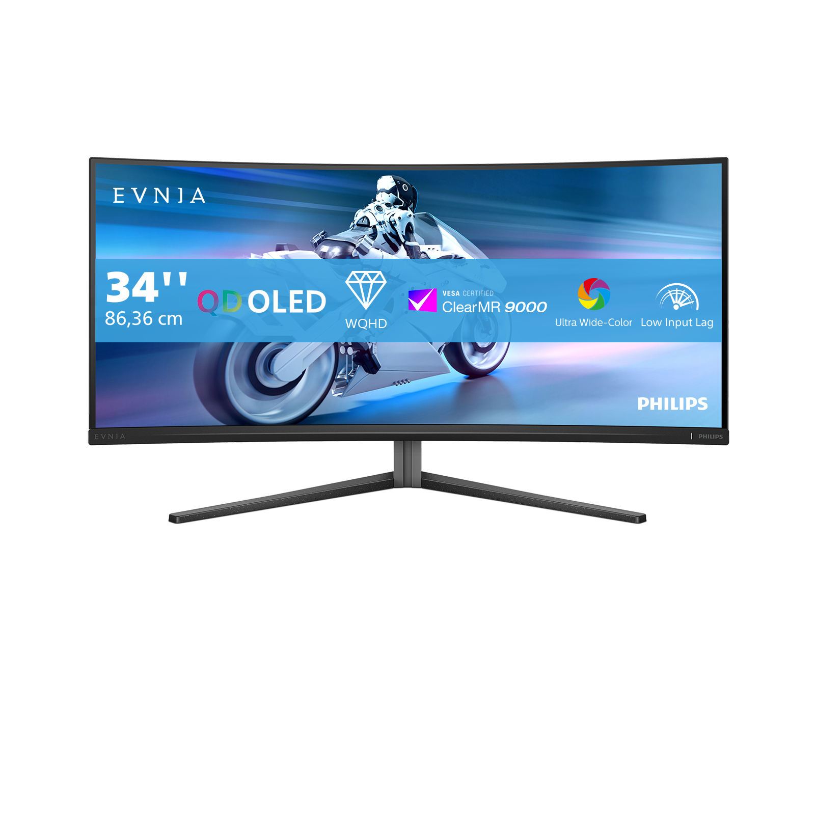 Philips - Monitor Curvo Gaming Philips EVNIA 34" 34M2C6500 QD-OLED WQHD 175Hz HDR400 c/Ajuste Alt.