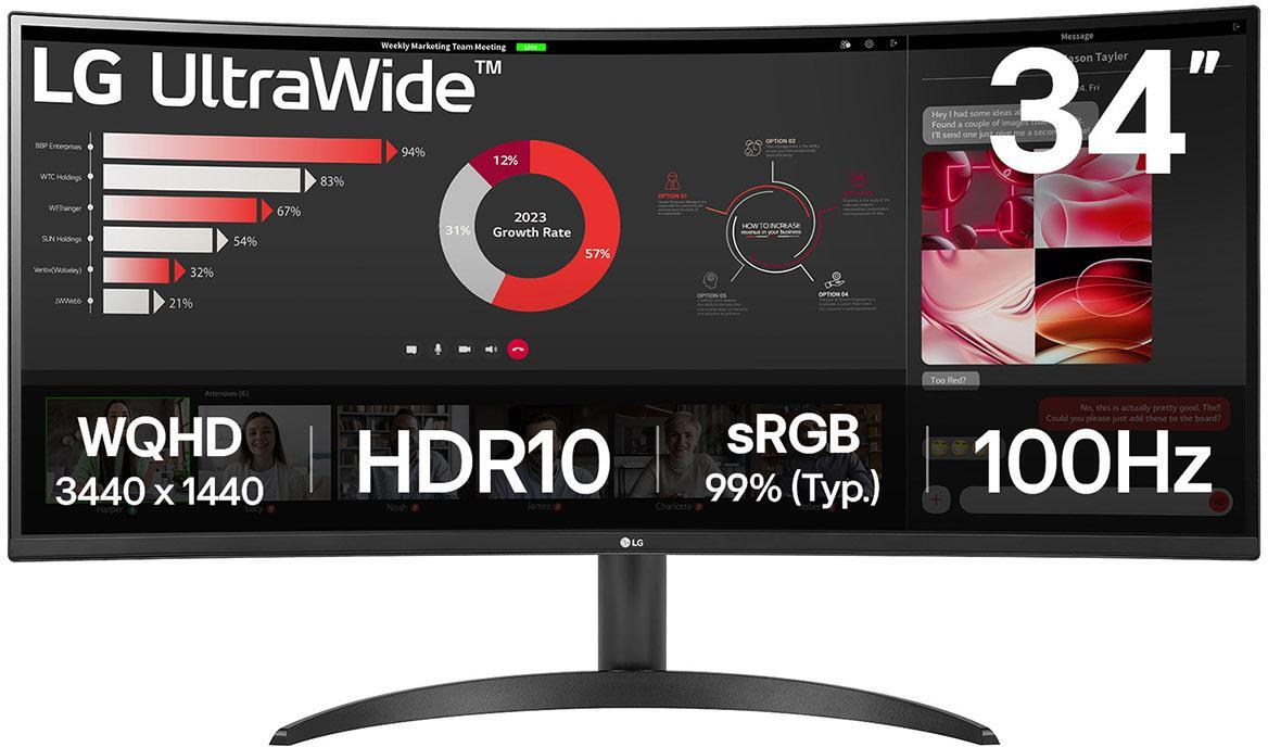 ** B Grade ** Monitor Curvo LG UltraWide 34" 34WR50QK VA UWQHD 100Hz 5ms sRGB99%