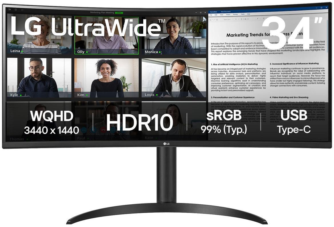 Monitor Curvo LG UltraWide 34" 34WR50QK-B VA UWQHD 100Hz 5ms sRGB99%