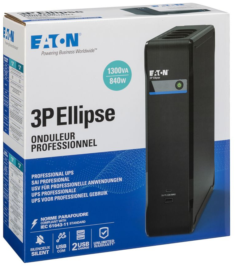 Eaton - UPS Eaton 3P Ellipse 1300 USB DIN 1300VA/840W