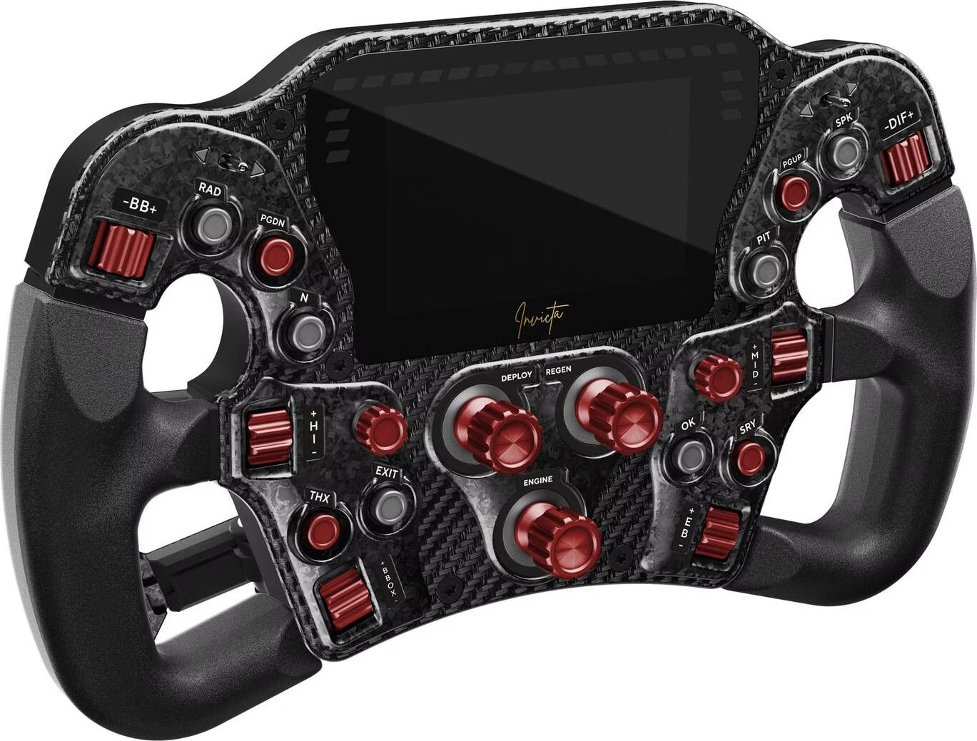Asetek SimSports - Volante Asetek SimSports Invicta Formula 4.3" LCD, USB-C, Red on Black