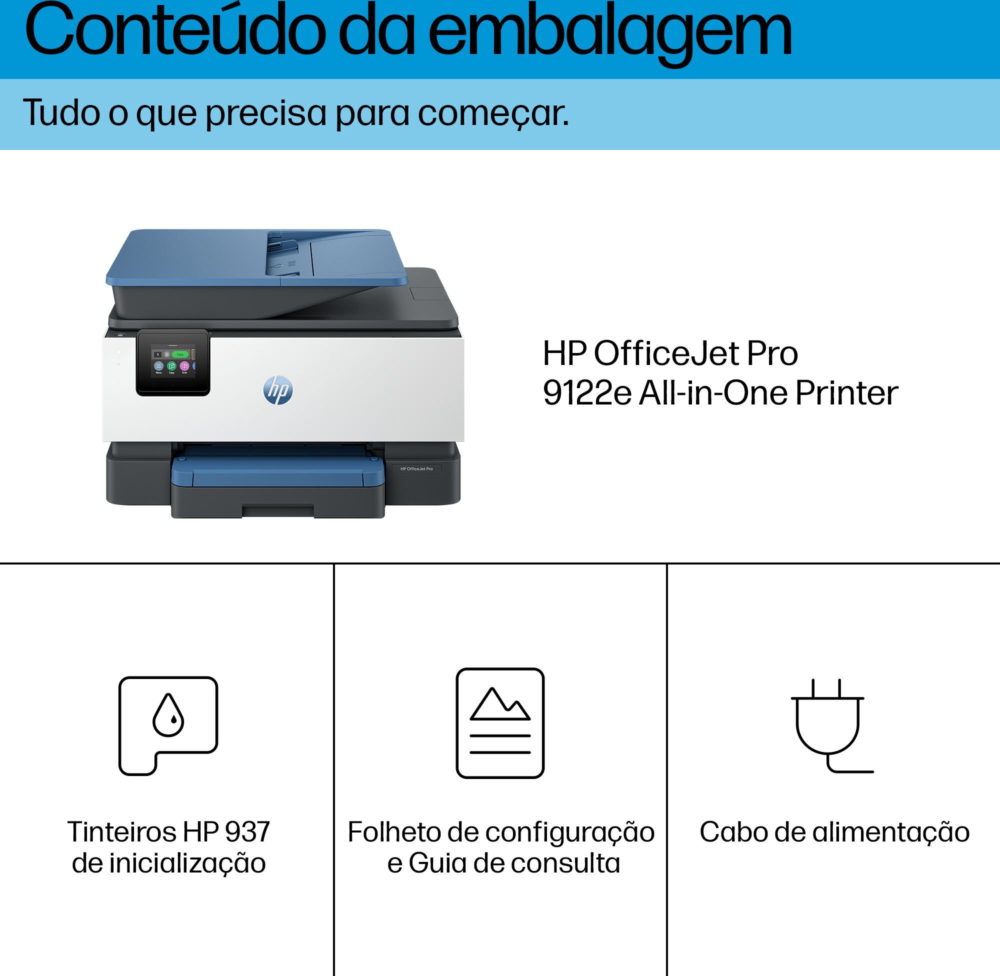 HP - Impressora Multifunções a Jato de Tinta HP OfficeJet Pro 9122e All-in-One WiFi