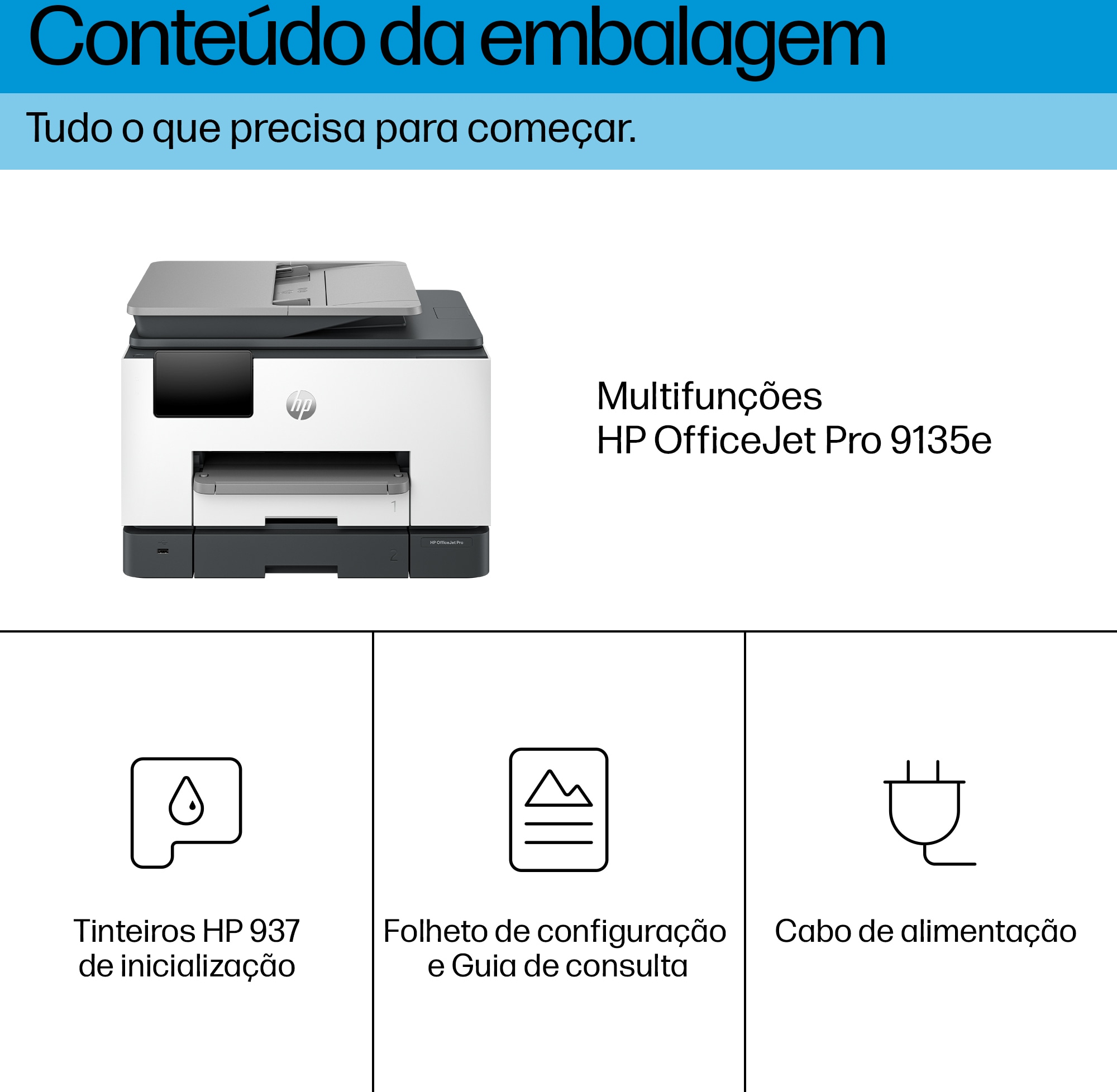 HP - Impressora Multifunções a Jato de Tinta HP OfficeJet Pro 9135e All-in-One WiFi