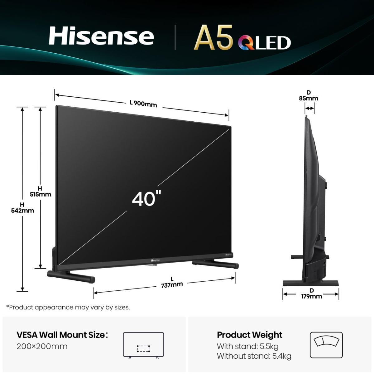  - Televisão Hisense 40A5Q 40" QLED Full HD VIDAA