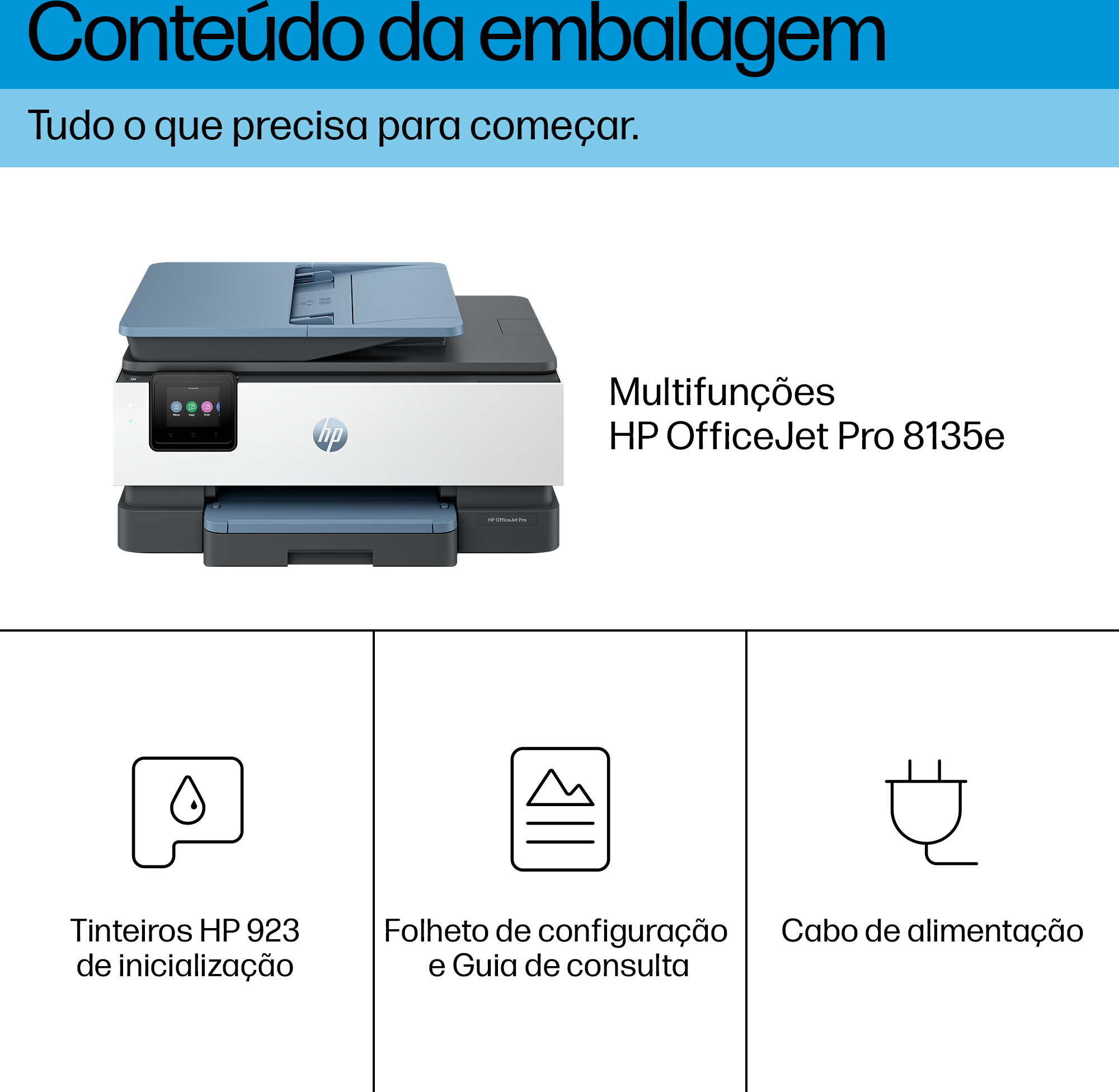 HP - Impressora Multifunções a Jato de Tinta HP OfficeJet Pro 8135e All-in-One WiFi