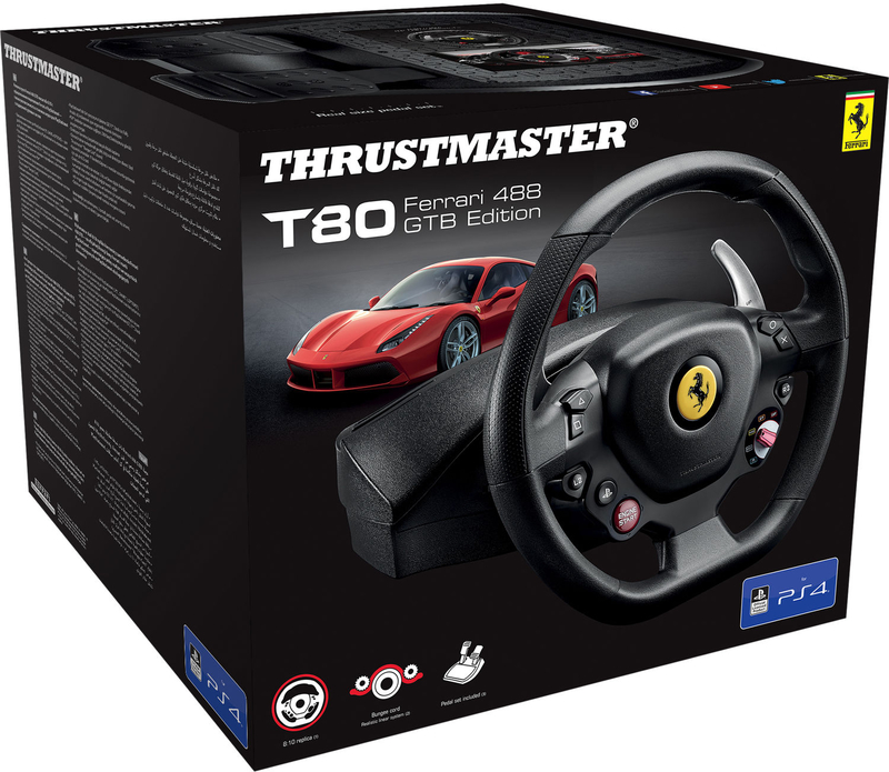 Thrustmaster - ** B Grade ** Volante + Pedais Thrustmaster T80 RW Ferrari 488 GTB PS5 / PS4 / PC
