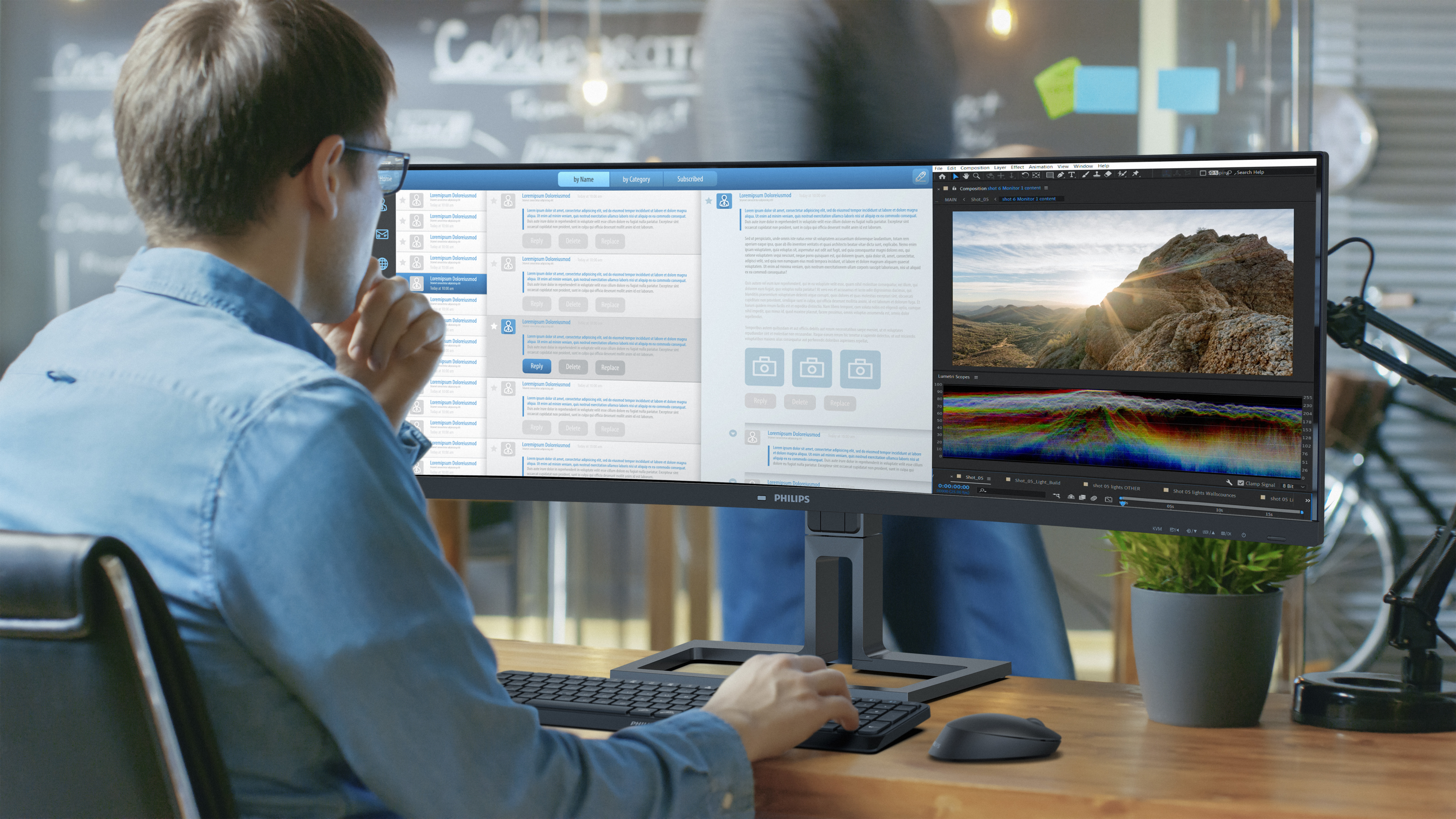 Philips - Monitor Curvo Philips Série 6000 45" 45B1U6900C VA Dual-QHD 75Hz USB-C (PD100W) KVM C/Webcam