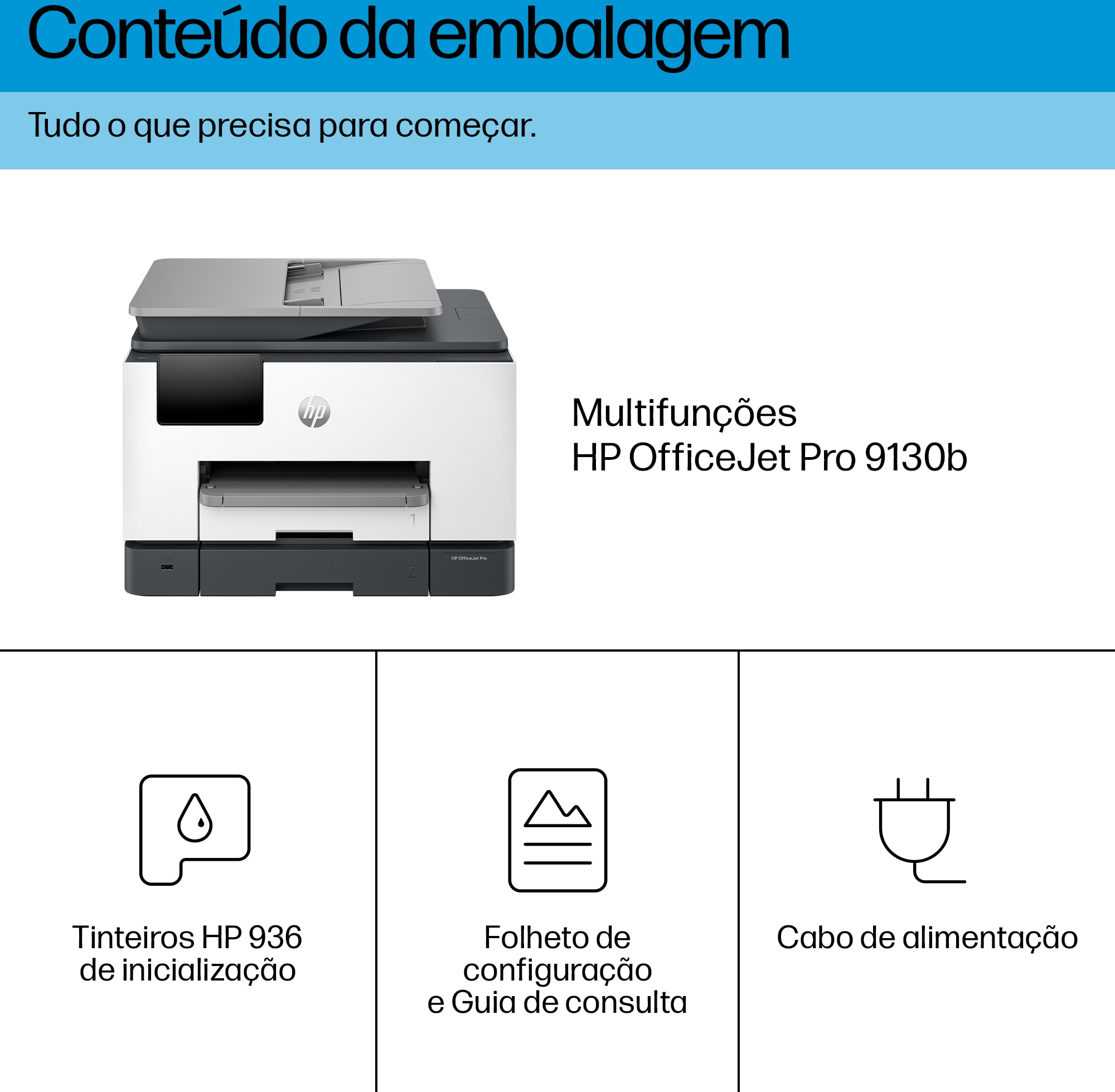 HP - Impressora Multifunções a Jato de Tinta HP OfficeJet Pro 9130b All-in-One