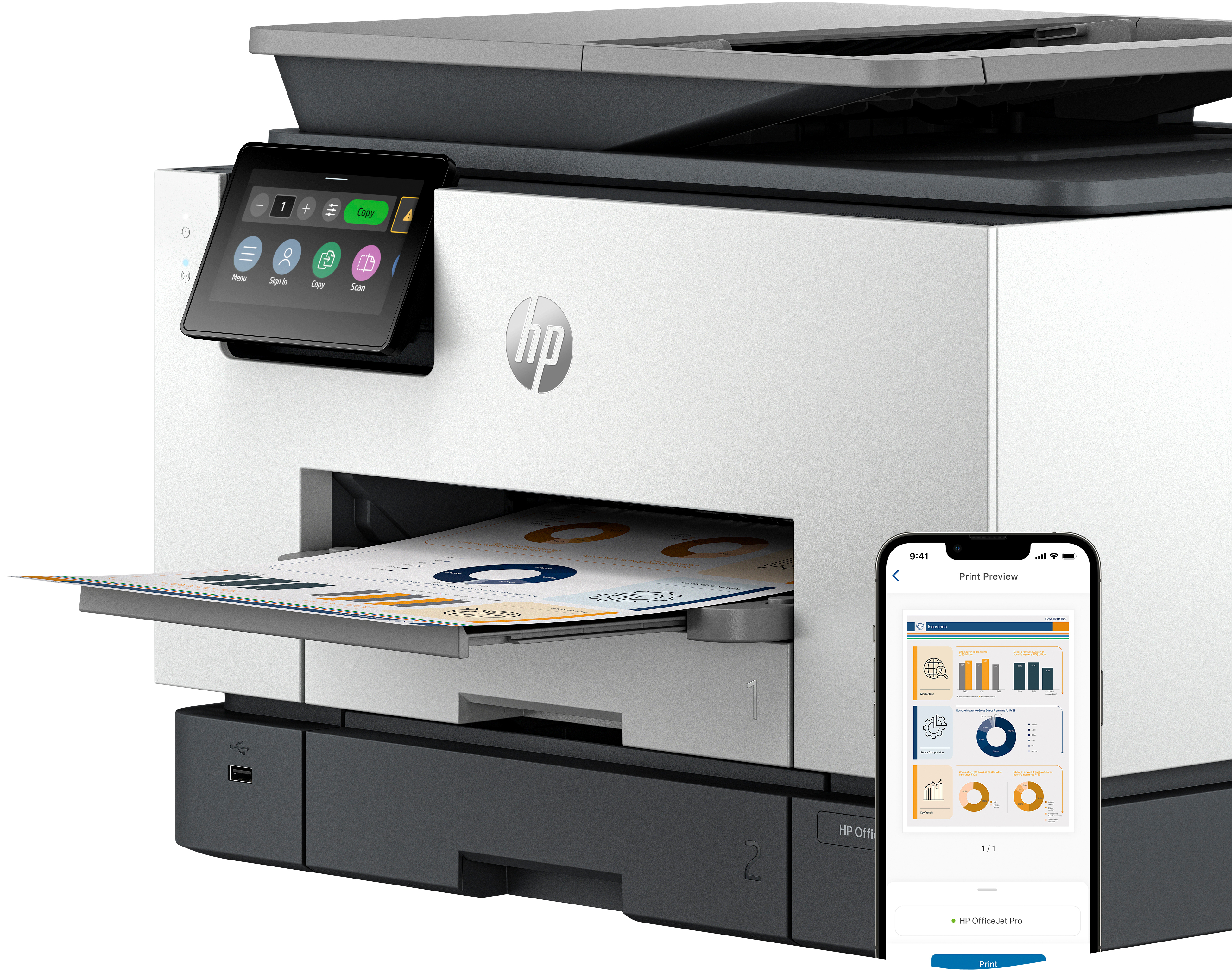 HP - Impressora Multifunções a Jato de Tinta HP OfficeJet Pro 9130b All-in-One