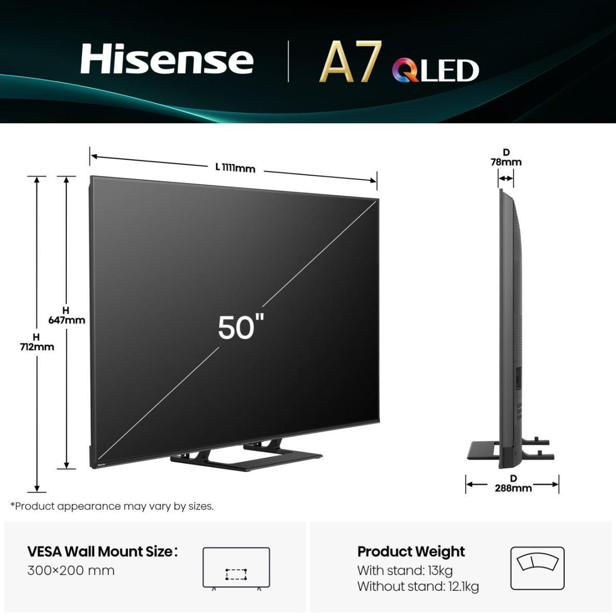  - Televisão Hisense 50A7Q 50" QLED UltraHD 4K VIDAA