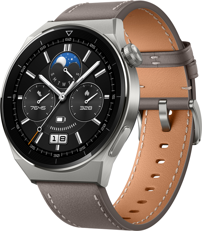 Huawei - Smartwatch Huawei Watch GT3 Pro 46mm Titânio Pele Cinza