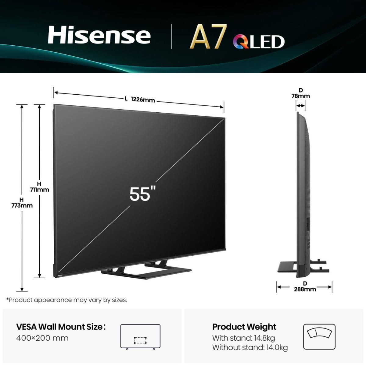  - Televisão Hisense 55A7Q 55" QLED UltraHD 4K VIDAA