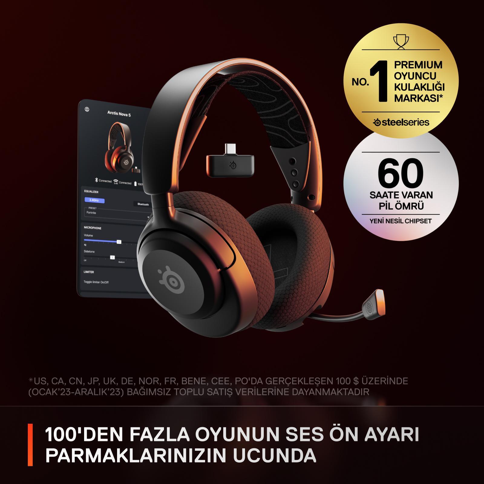 SteelSeries - Headset SteelSeries Arctis Nova 5 Wireless Preto