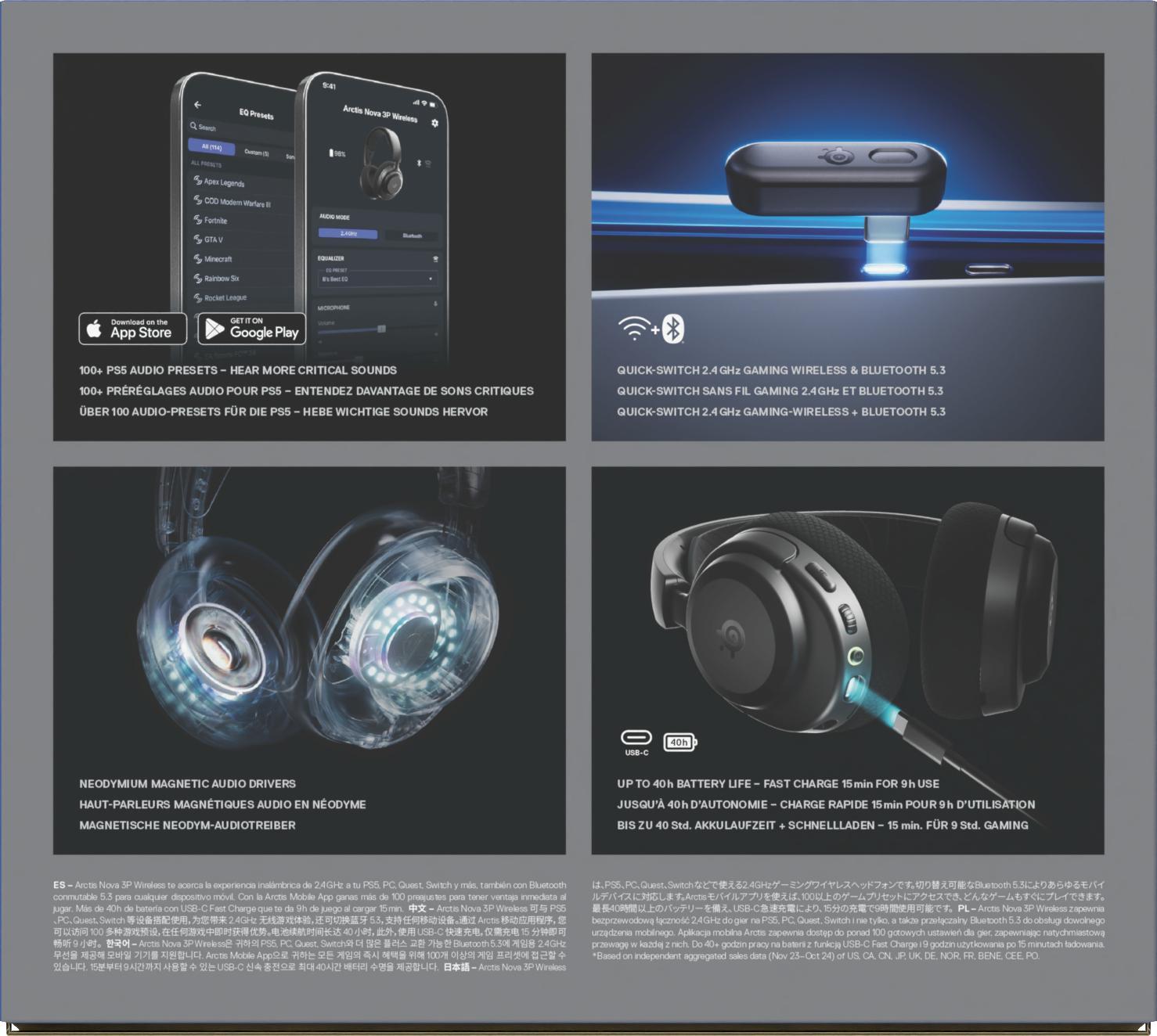 SteelSeries - Headset Steelseries Arctis Nova 3P Wireless/Bluetooth Preto