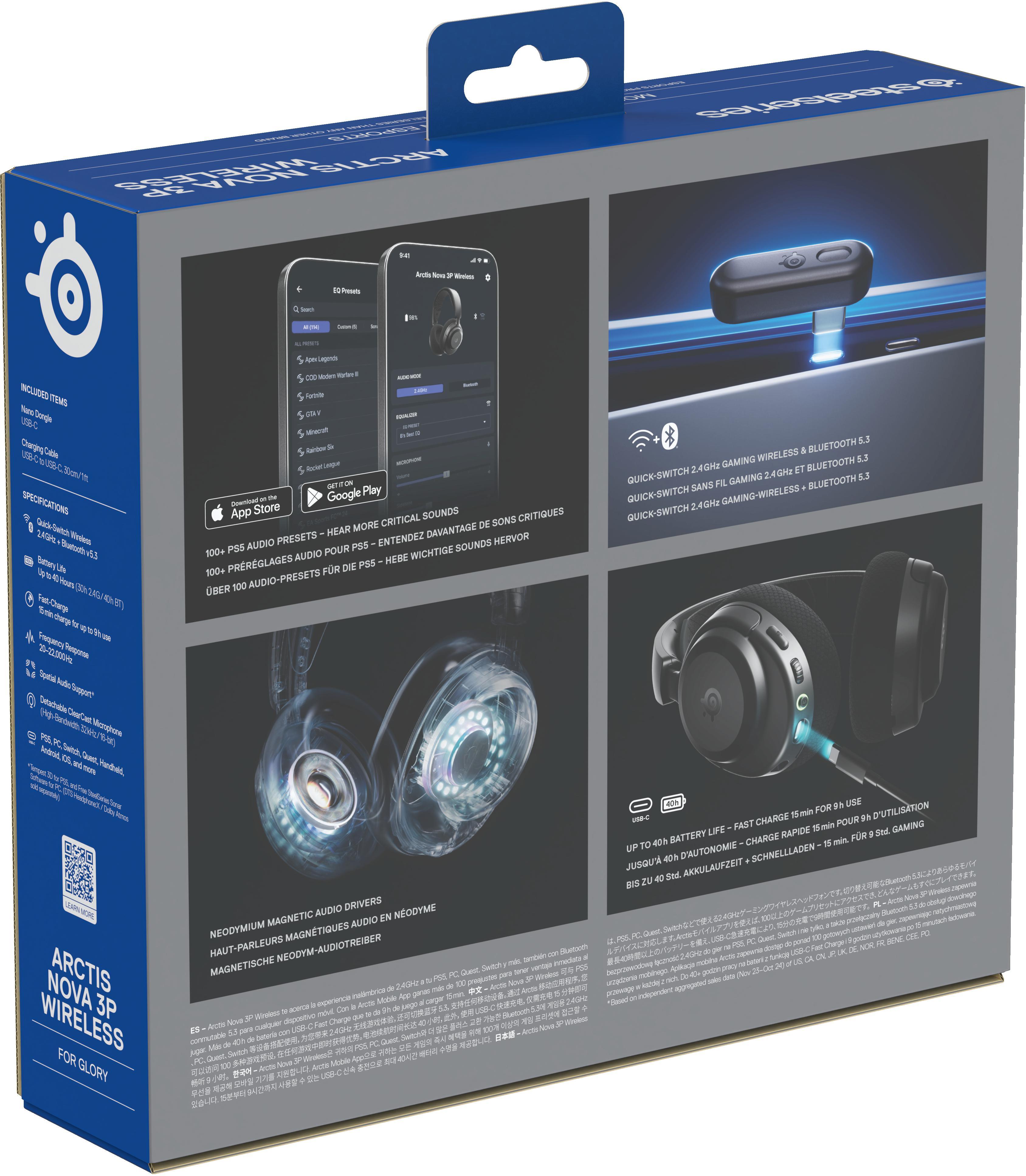SteelSeries - Headset Steelseries Arctis Nova 3P Wireless/Bluetooth Preto