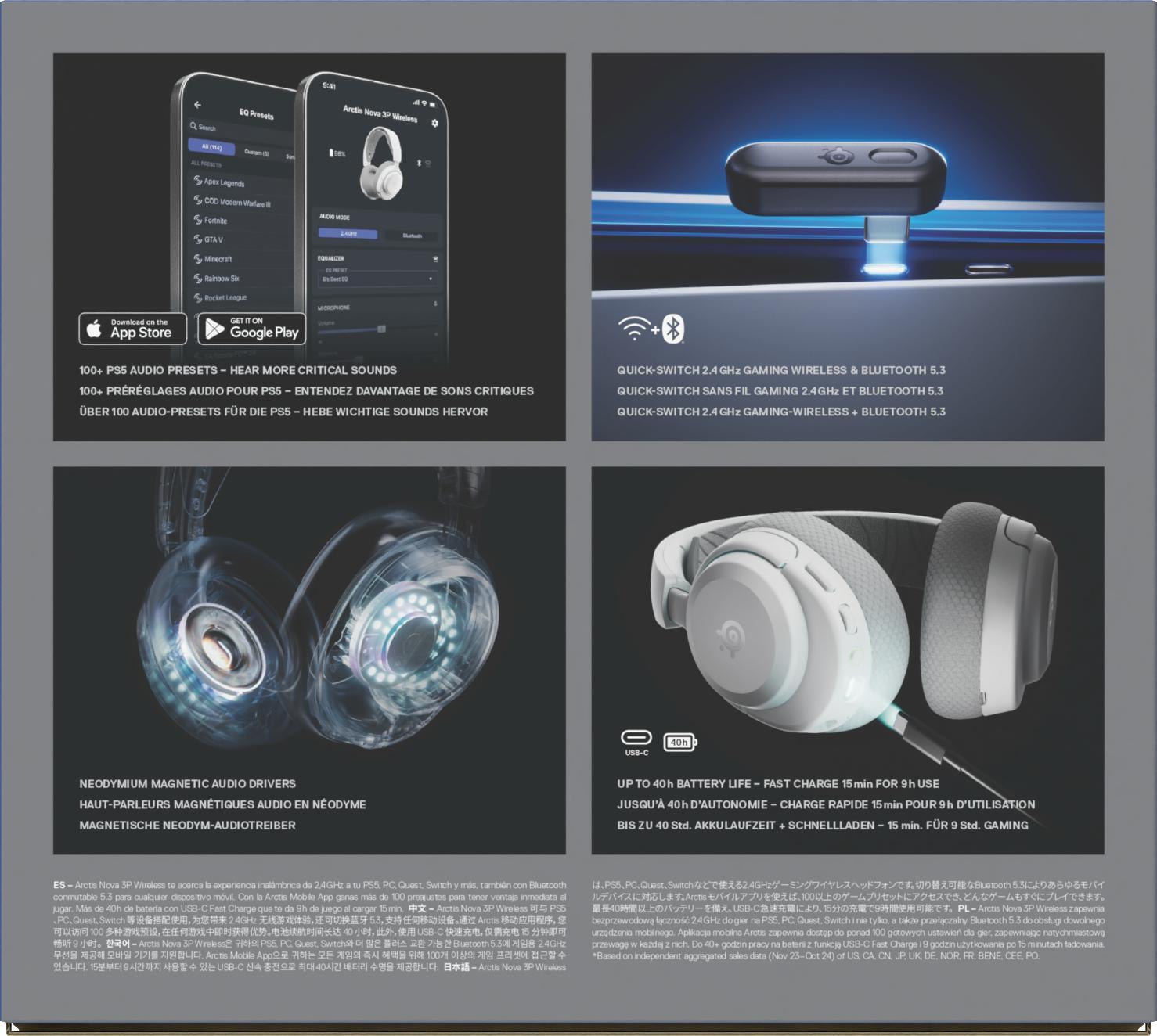SteelSeries - Headset Steelseries Arctis Nova 3P Wireless/Bluetooth Branco