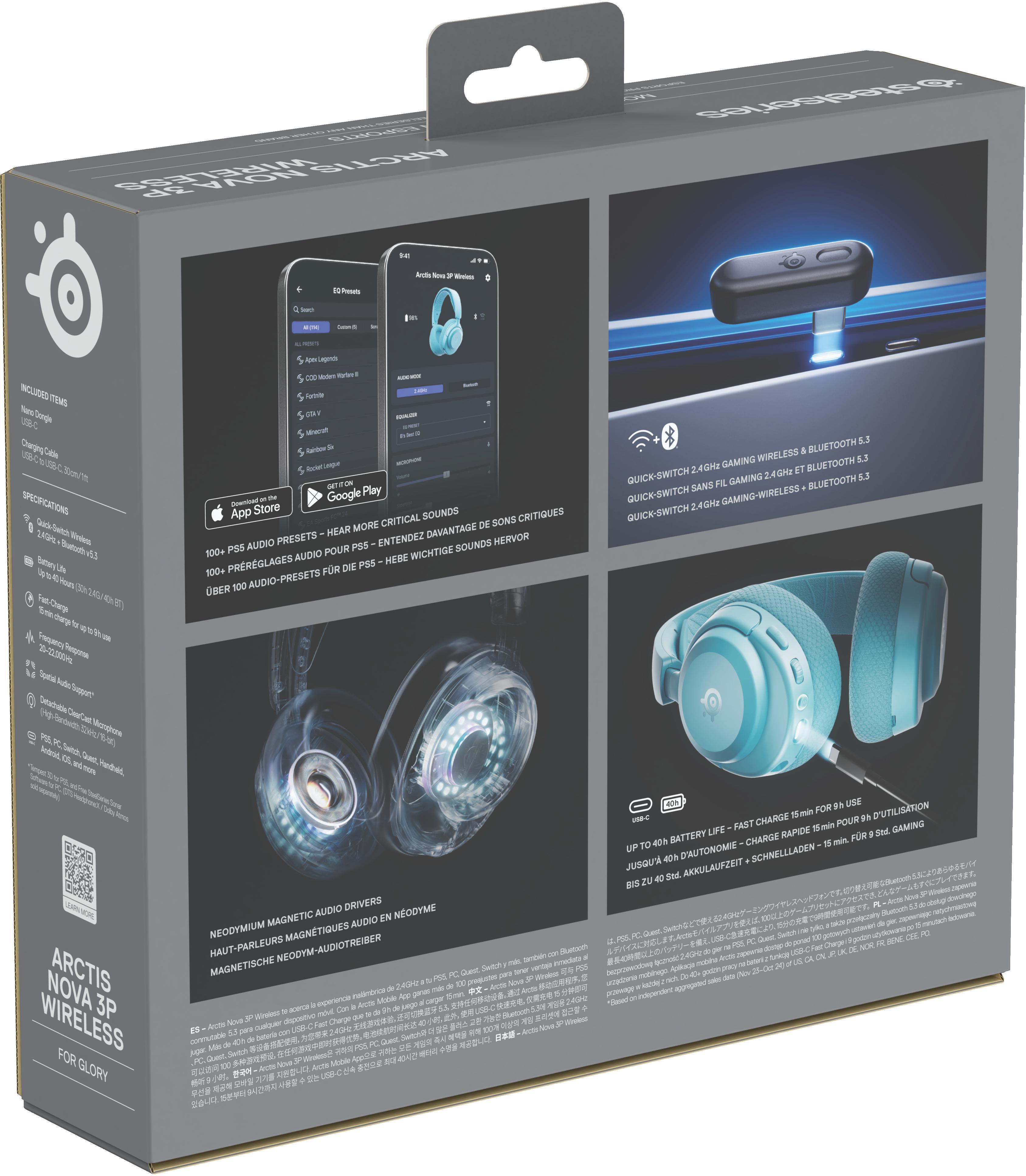  - Headset Steelseries Arctis Nova 3P Wireless/Bluetooth Aqua