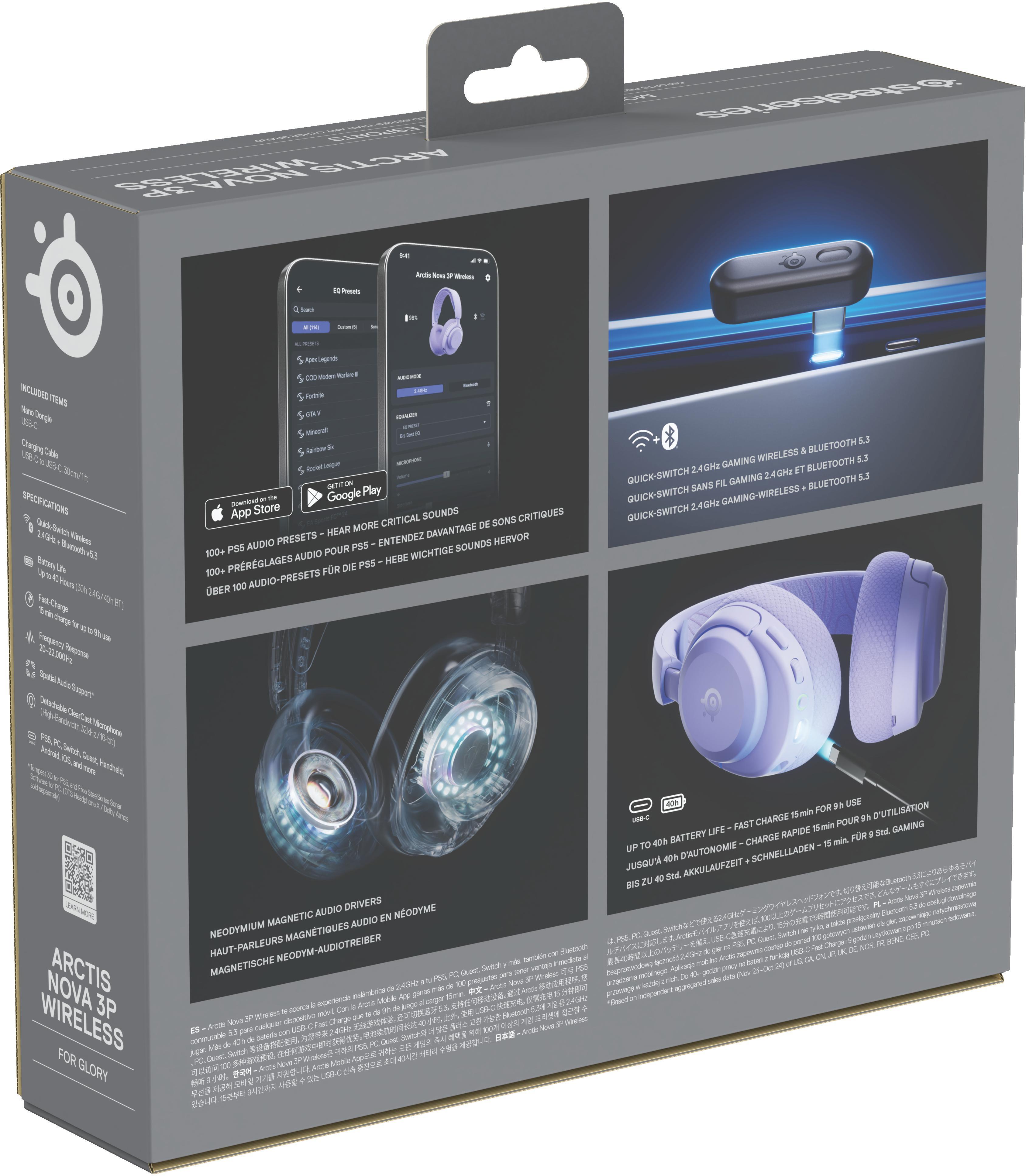  - Headset Steelseries Arctis Nova 3P Wireless/Bluetooth Lavanda