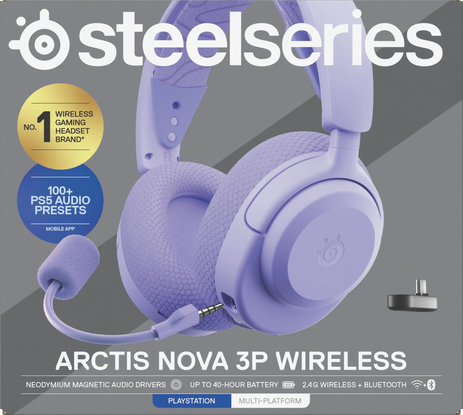  - Headset Steelseries Arctis Nova 3P Wireless/Bluetooth Lavanda