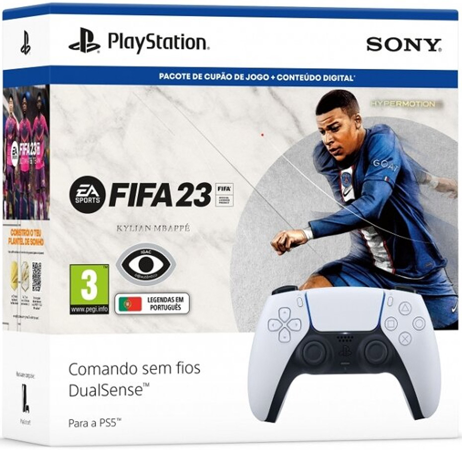 Pack Gamepad Sony Playstation DualSense Wireless PS5 Branco + Jogo FIFA 23 Digital