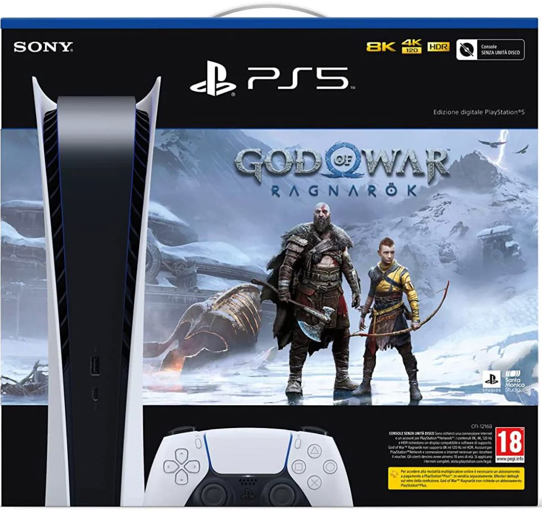 Consola Sony Playstation 5 Edição Digital 825GB + Jogo God Of War Ragnarök