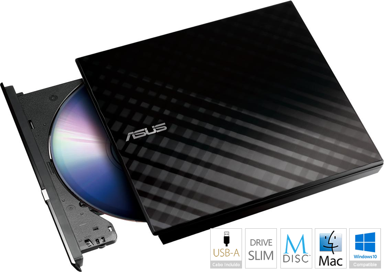 Asus - Drive Externa DVD±R Asus SDRW-08D2S-U Lite 8x Preto USB 2.0