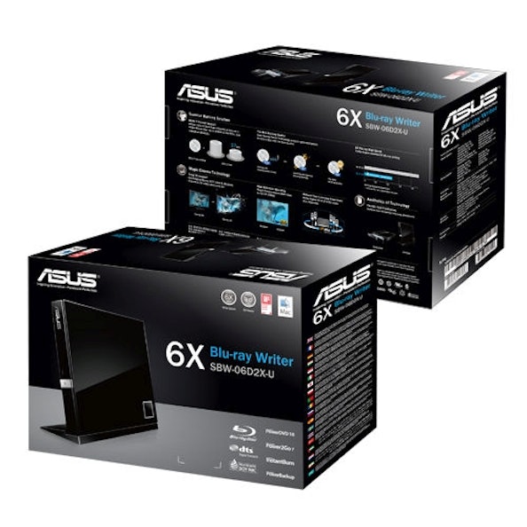 Drive Externa Blu-Ray Asus SBW-06D2X-U/BLK/G/AS Gravador 6x Preto