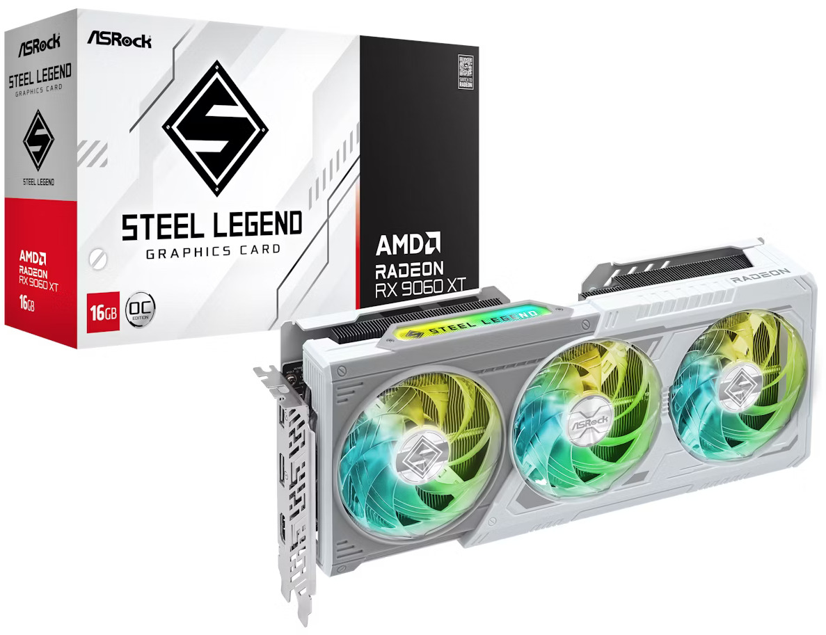 Gráfica ASRock Radeon RX 9060 XT Steel Legend OC 8GB GDDR6