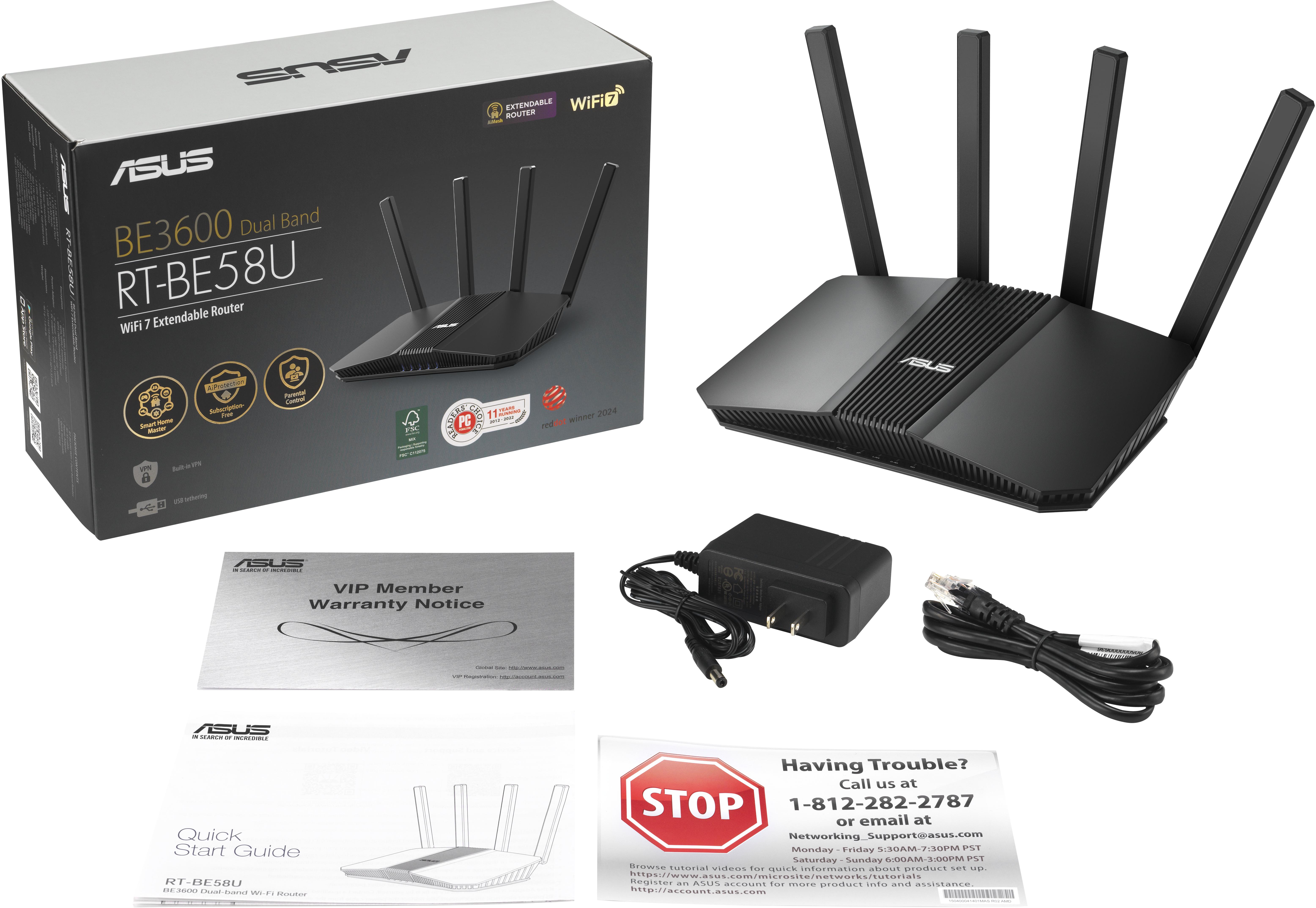 Asus - Router ASUS RT-BE58U Dual-band 2.5GbE AiMesh Extendable WiFi 7