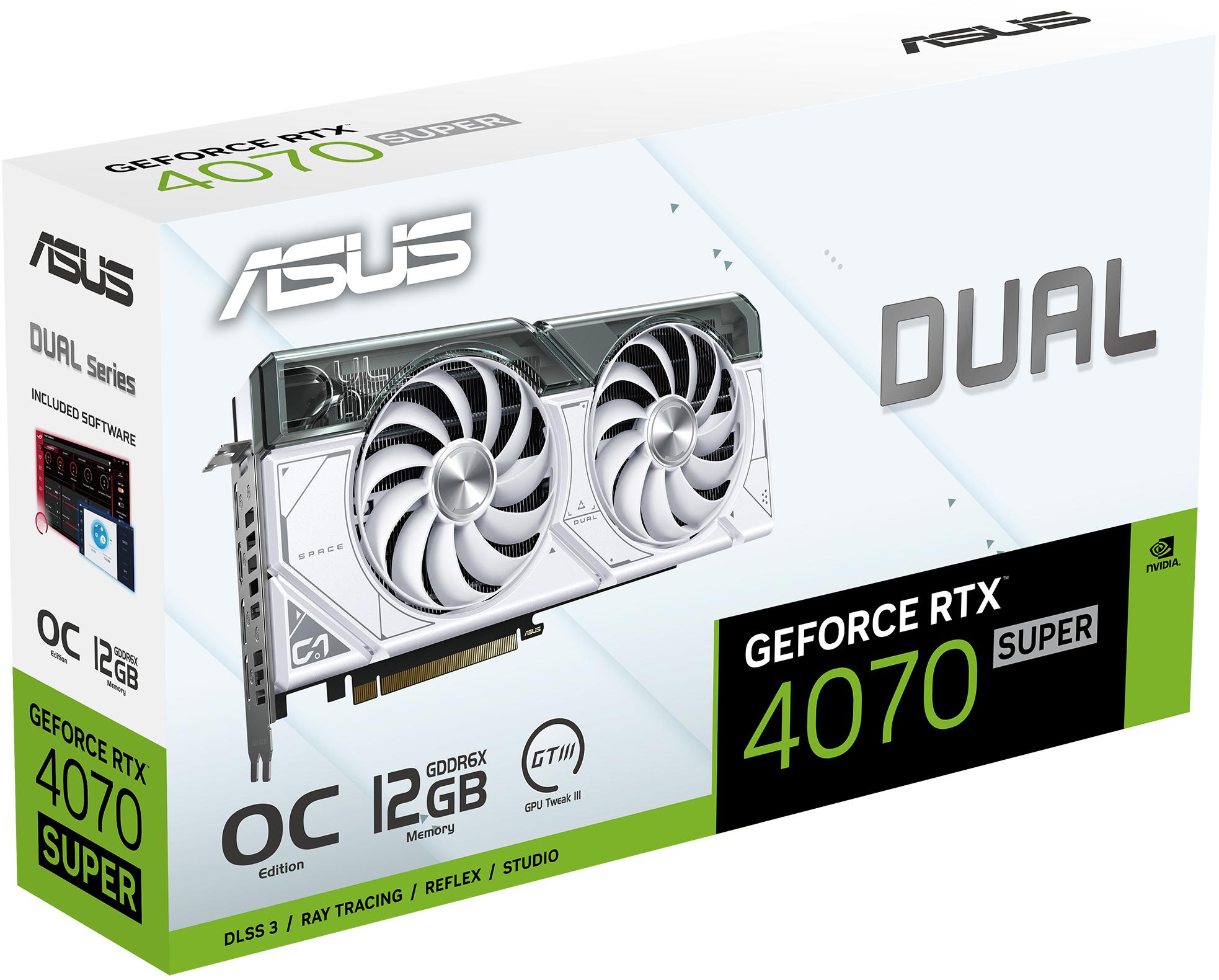 Asus - Gráfica Asus GeForce® RTX 4070 SUPER Dual OC White 12GB GDDR6X DLSS3