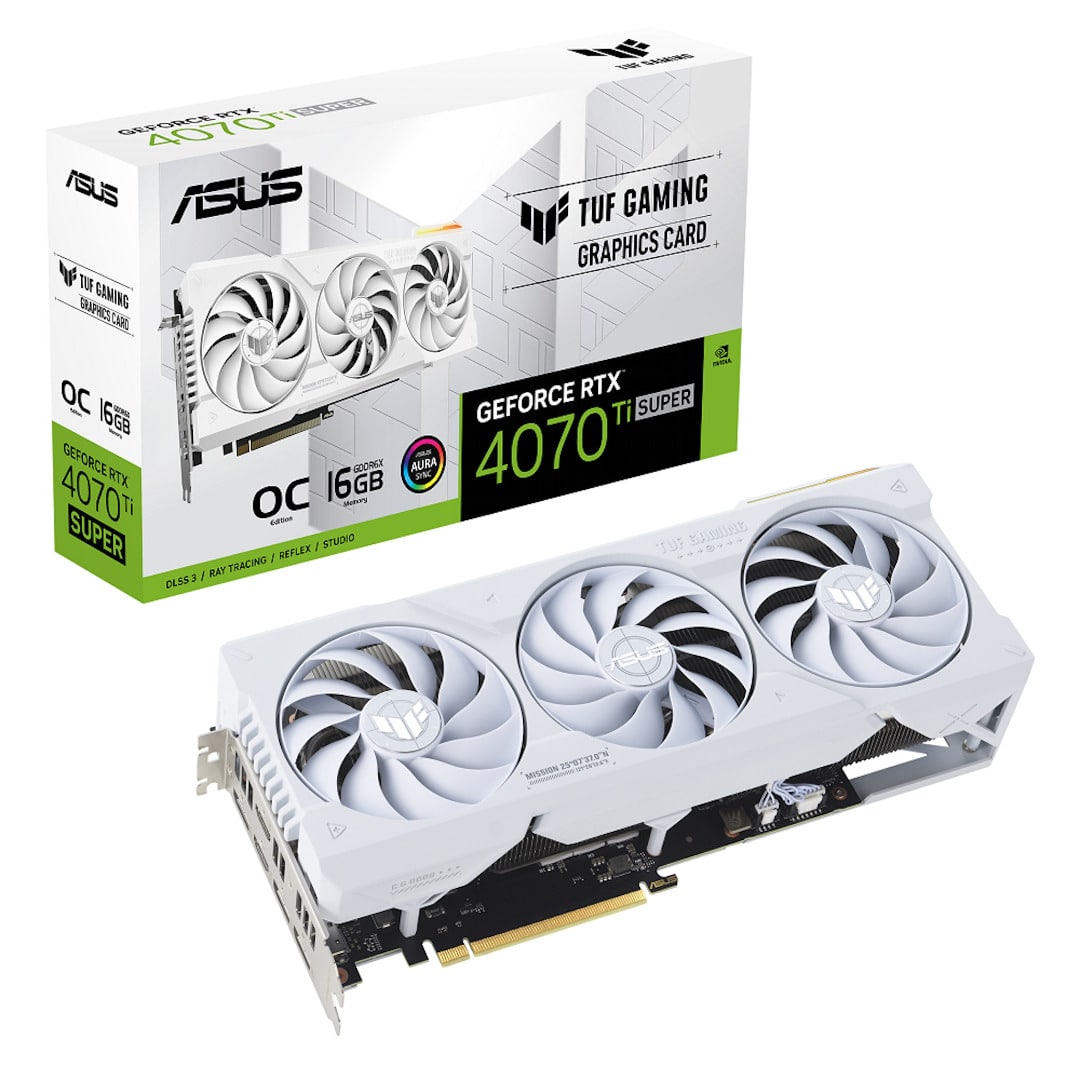 Asus - Gráfica Asus GeForce® RTX 4070 Ti SUPER TUF Gaming OC White 16GB GDDR6X DLSS3