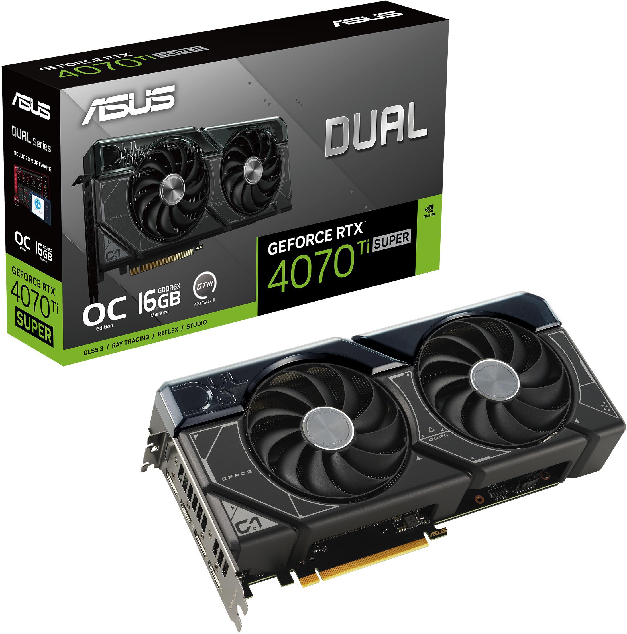 Asus - Gráfica Asus GeForce® RTX 4070 Ti SUPER Dual OC 16GB GDDR6X DLSS3