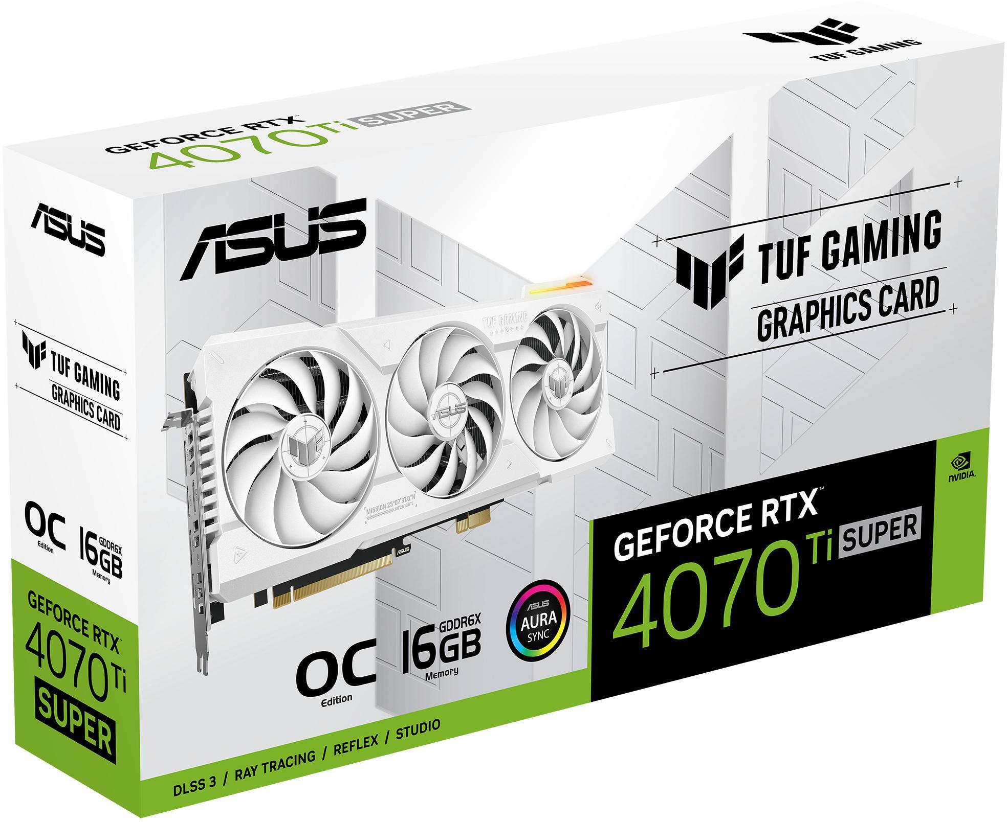 Asus - Gráfica Asus GeForce® RTX 4070 Ti SUPER TUF Gaming BTF OC White 16GB GDDR6X DLSS3