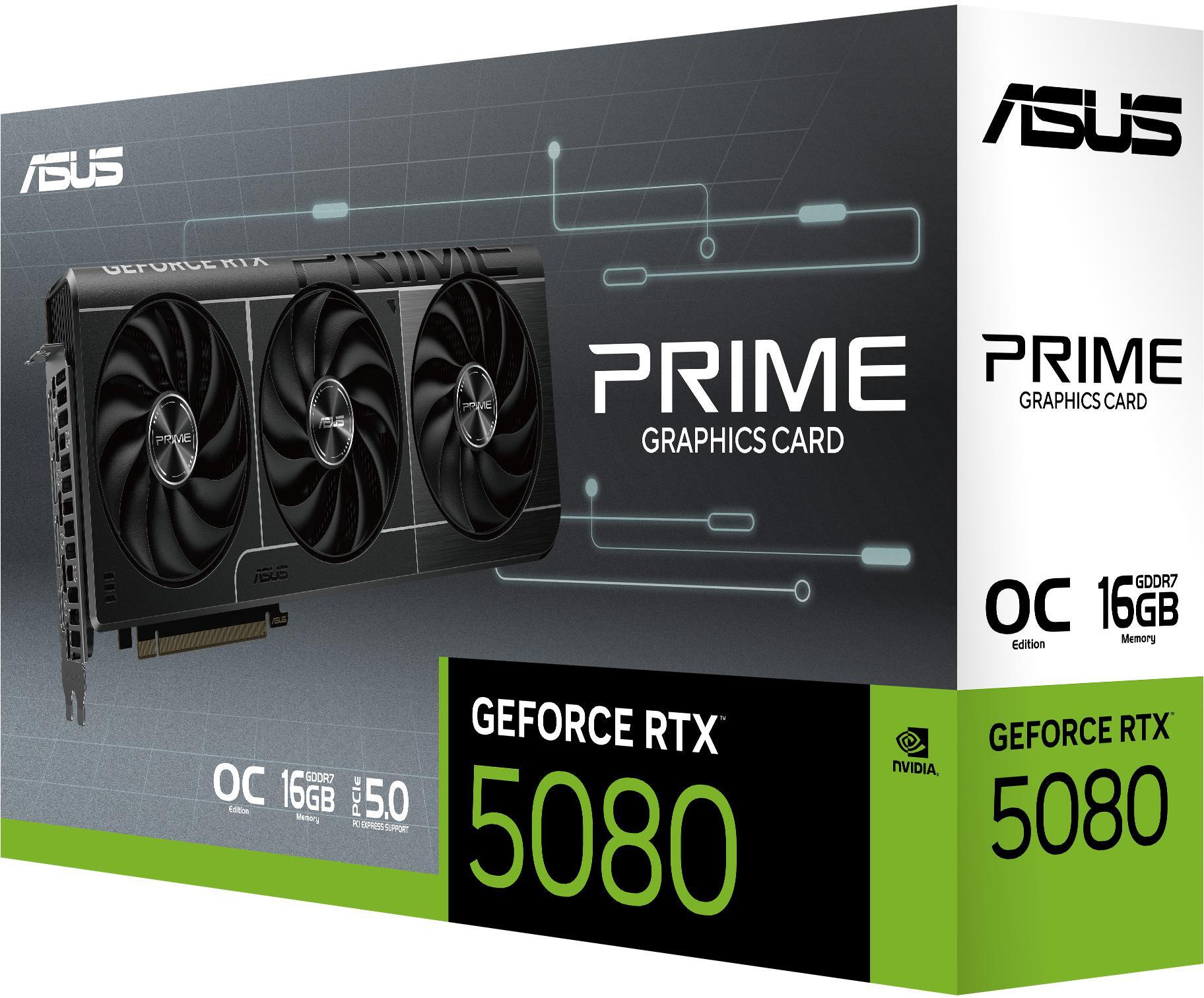 Asus - Gráfica Asus GeForce® RTX 5080 Prime OC 16GB GDDR7 DLSS4