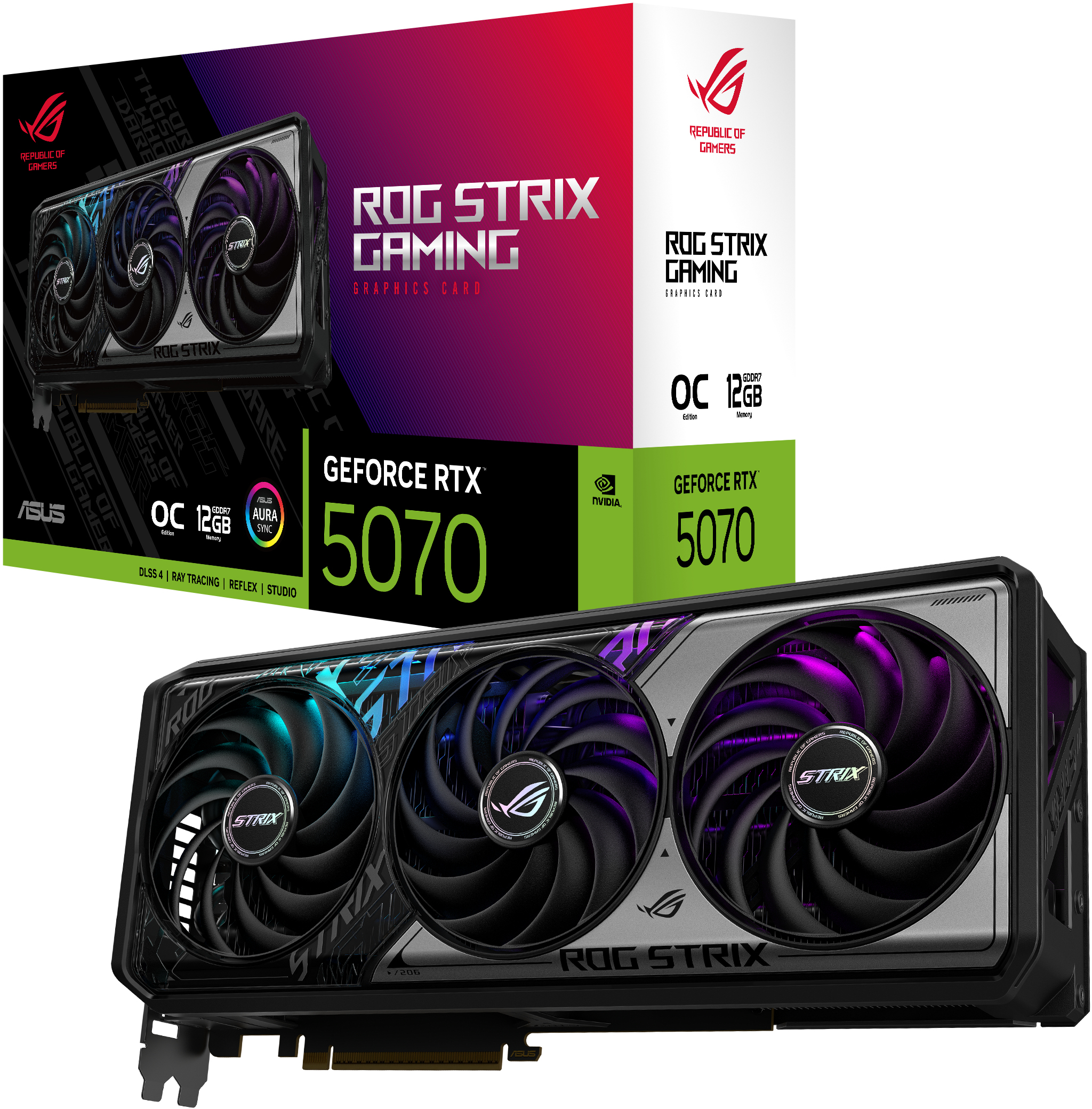 Asus - Gráfica Asus GeForce® RTX 5070 ROG Strix Gaming OC 12GB GDDR7 DLSS4