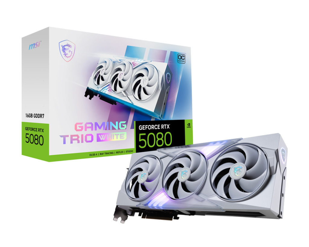 MSI - Gráfica MSI GeForce® RTX 5080 GAMING TRIO OC White 16GB GDDR7 DLSS4