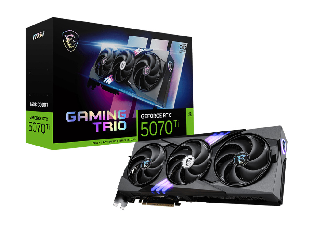 MSI - Gráfica MSI GeForce® RTX 5070 Ti GAMING TRIO OC PLUS 16GB GDDR7 DLSS4