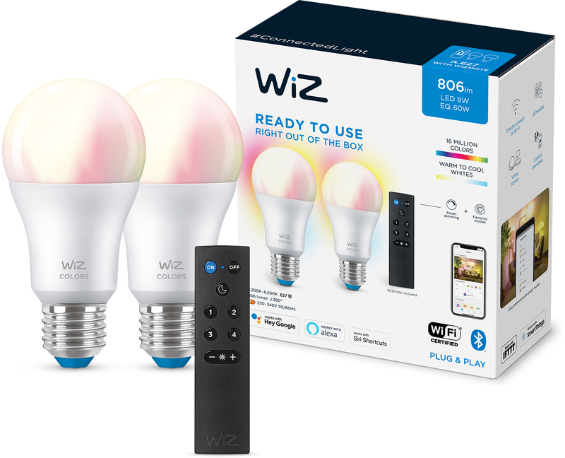 Wiz - Lâmpada Inteligente WIZ E27 WiFi LED RGB (2 Pack) + Controlador