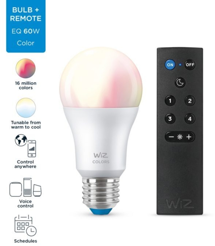 Wiz - Lâmpada Inteligente WIZ A60 E27 60W LED WiFi/Bluetooth RGB + Controlador